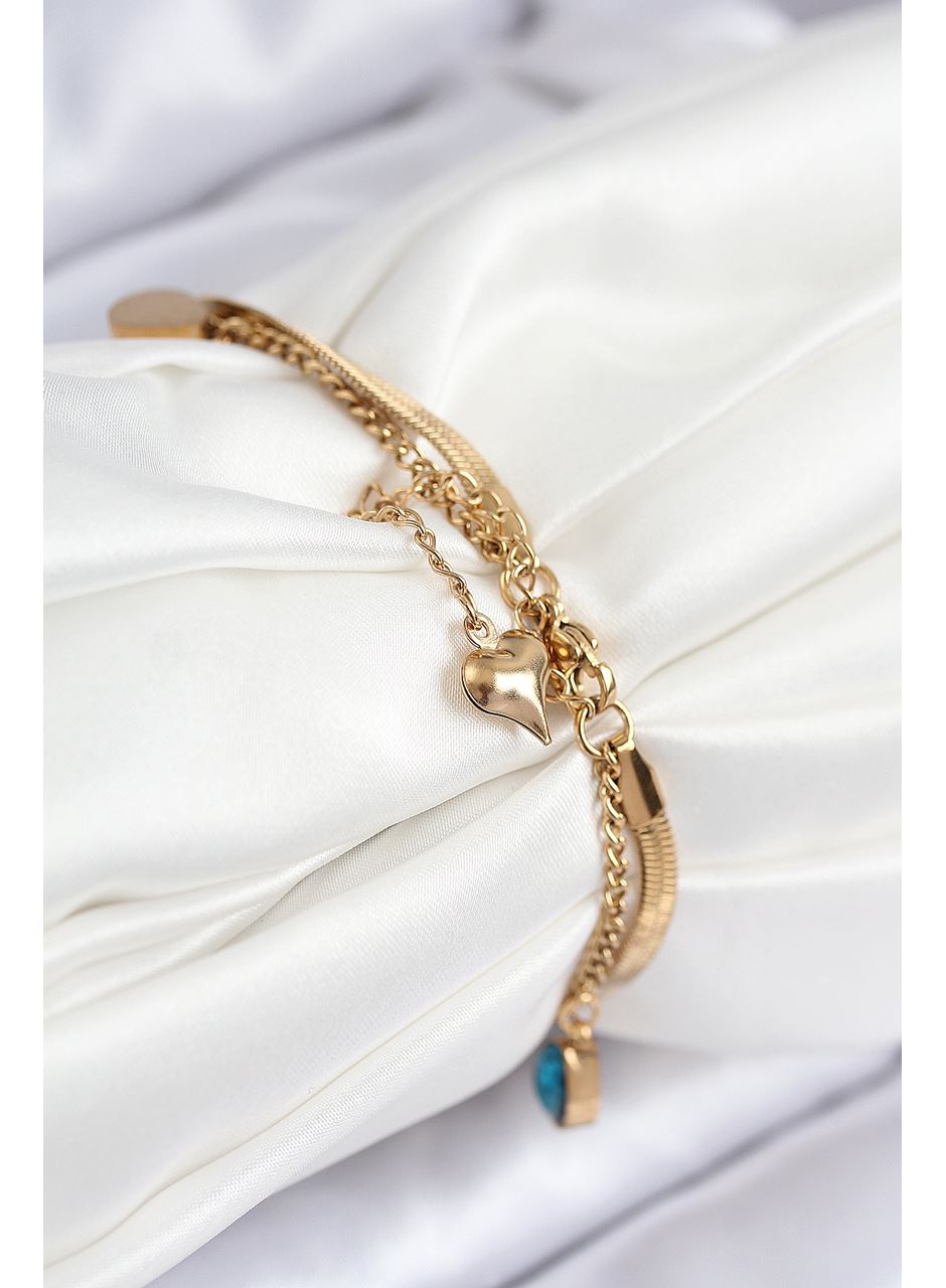 316L Çelik Nazar Boncuk Detaylı Mavi Zirkon Taşlı Model İtalyan Zincir Gold Renk Kadın Bileklik
