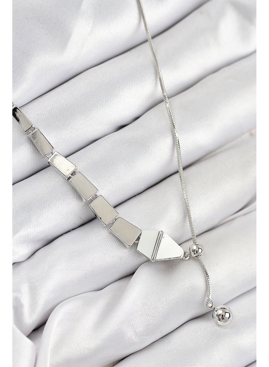 Pirinç Yılan Model Gümüş Renk Asansörlü Kadın Kolye