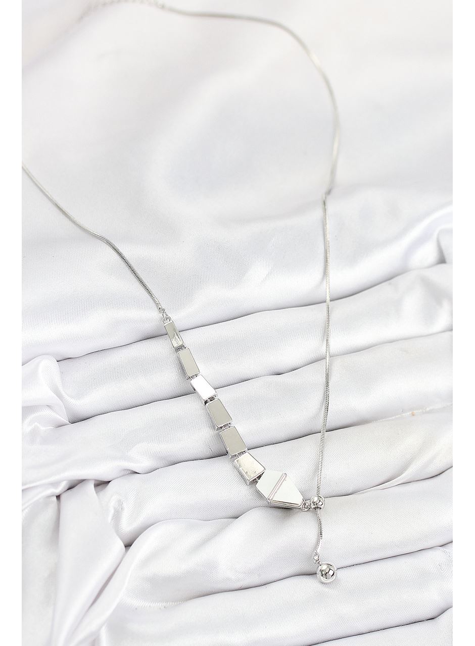 Pirinç Yılan Model Gümüş Renk Asansörlü Kadın Kolye