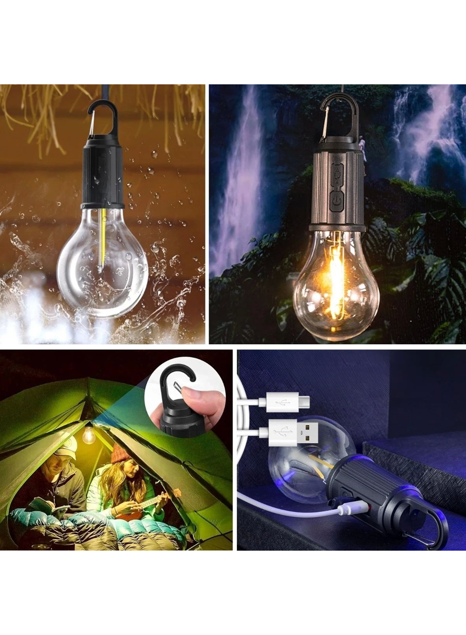 Şarj Olabilen 3 Farklı Mod Led'li Kendiliğinden Asma Kancalı Kamp,dış Cephe Lambası (