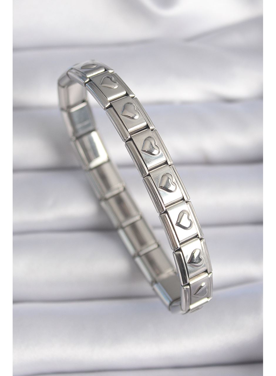 316L Çelik Gümüş Renk Kalp İşleme Nomination Charm Bileklik