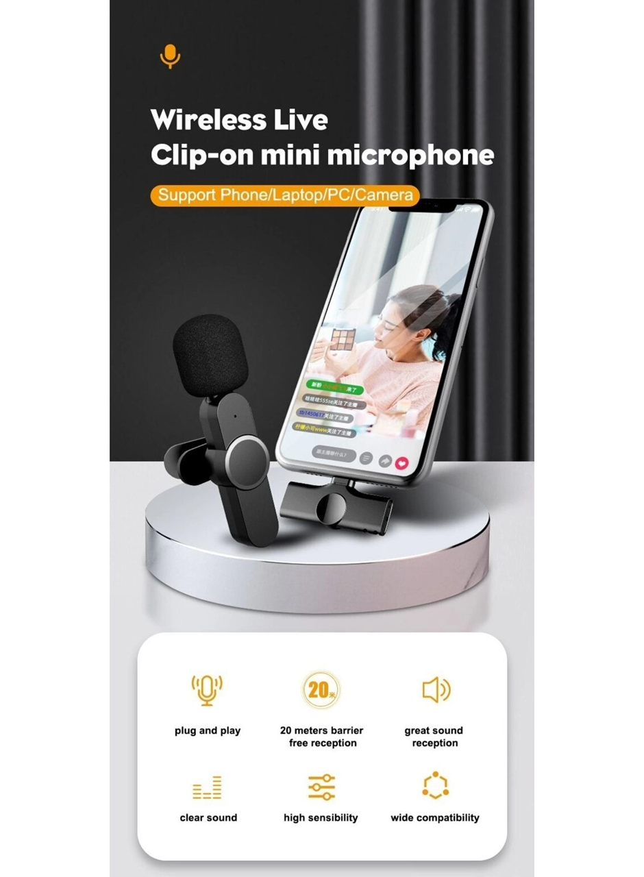 Lightning Girişli Iphone Uyumlu Ikili Kablosuz Yaka Mikrofonu Youtube Facebook Tiktok Vlog (