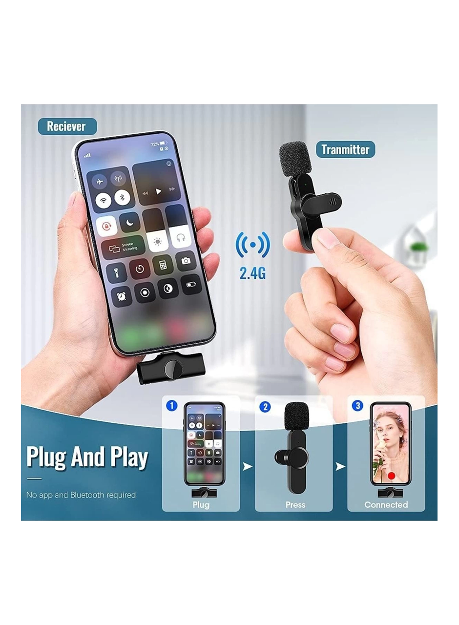 Lightning Girişli Iphone Uyumlu Ikili Kablosuz Yaka Mikrofonu Youtube Facebook Tiktok Vlog (