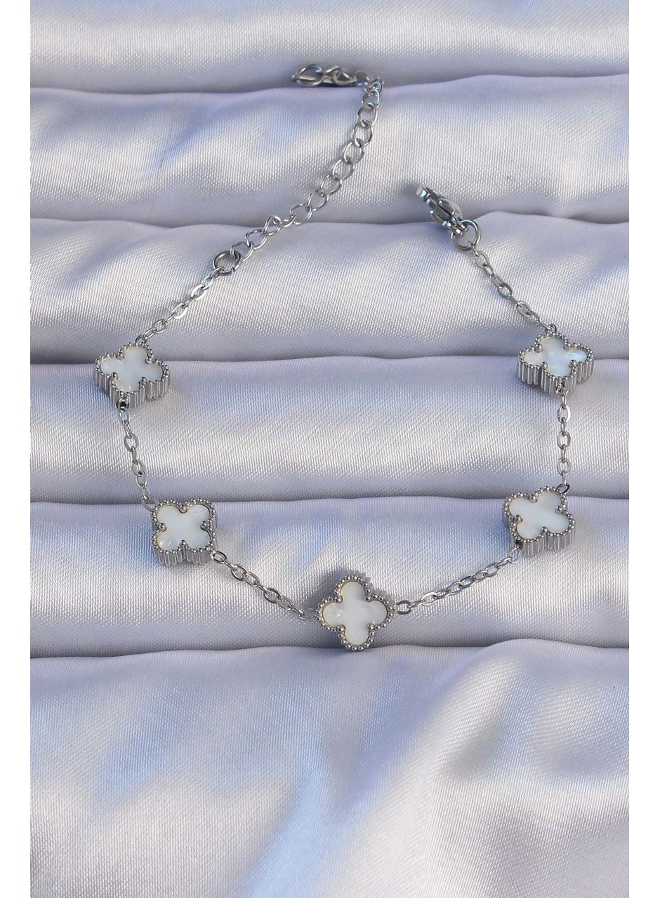 316L Çelik Gümüş Renk Sedefli Baby Boy Yonca Model Bileklik