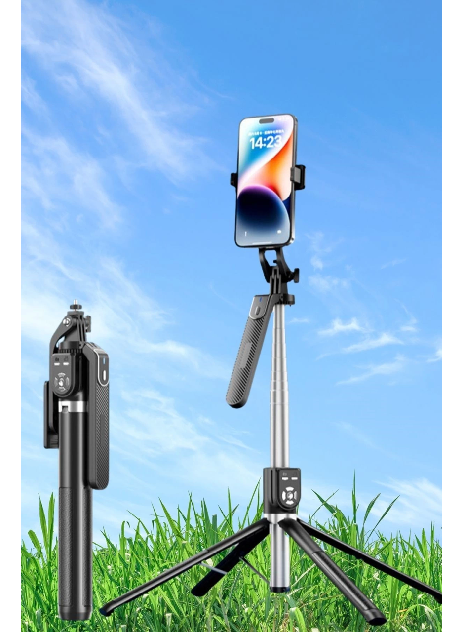 Kumandalı 360 Derece Dönebilen Cep Telefonu Ve Kamera Tripodu 2.2m Uzayabilen Selfie Çubuğu (