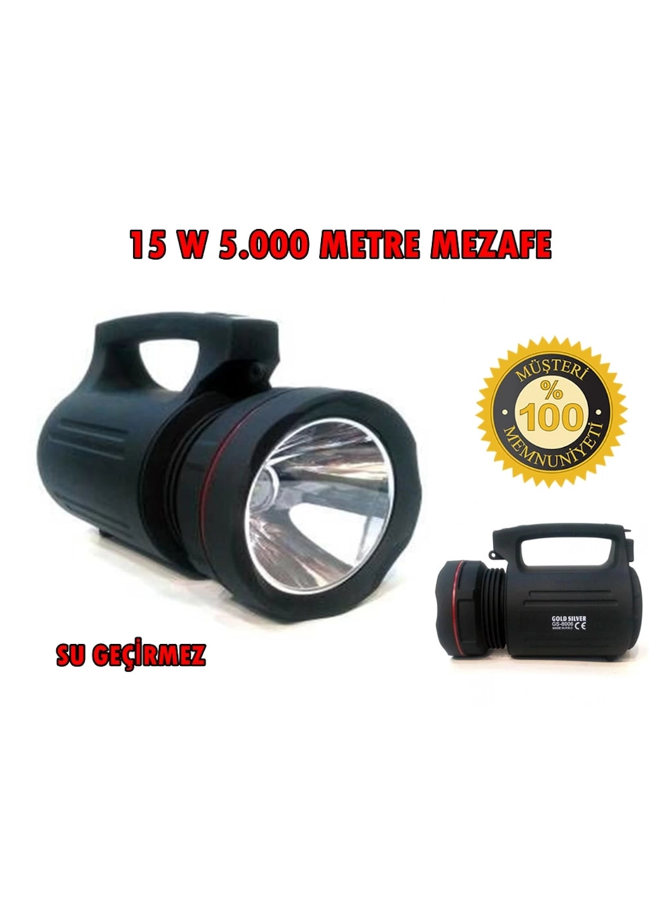 Gs-8006 Parlak Ledli Taşınabilir Şarj Edilebilir El Feneri 15w (