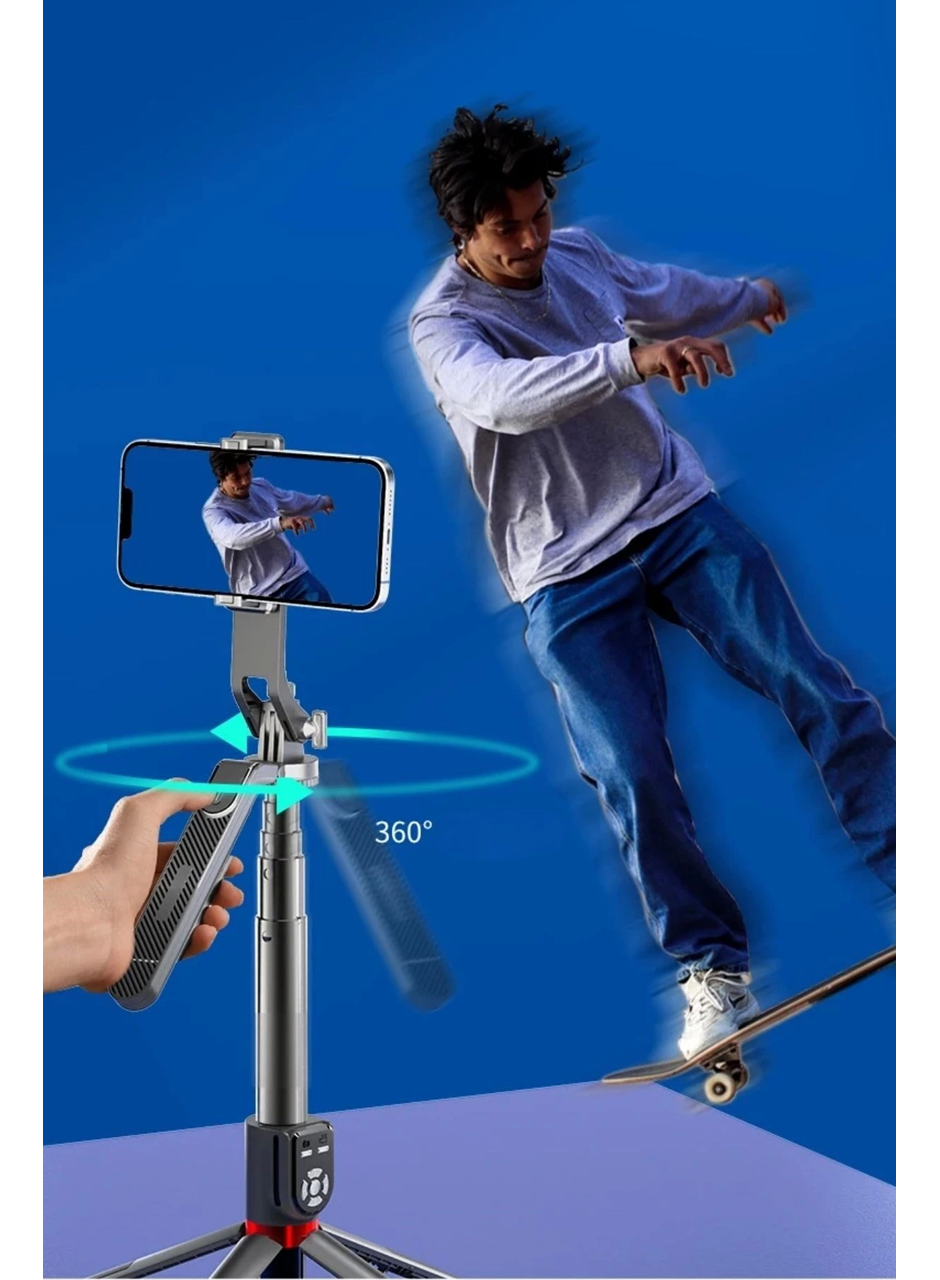 Kumandalı 360 Derece Dönebilen Cep Telefonu Ve Kamera Tripodu 2.2m Uzayabilen Selfie Çubuğu (