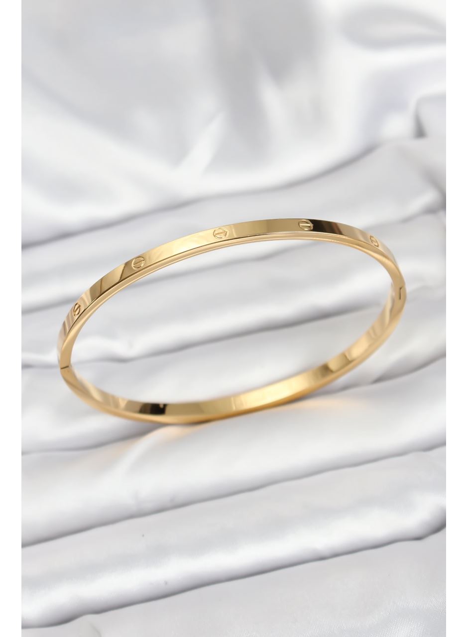 316L Çelik Gold Renk 65 mm İnce Kadın Kelepçe Bileklik