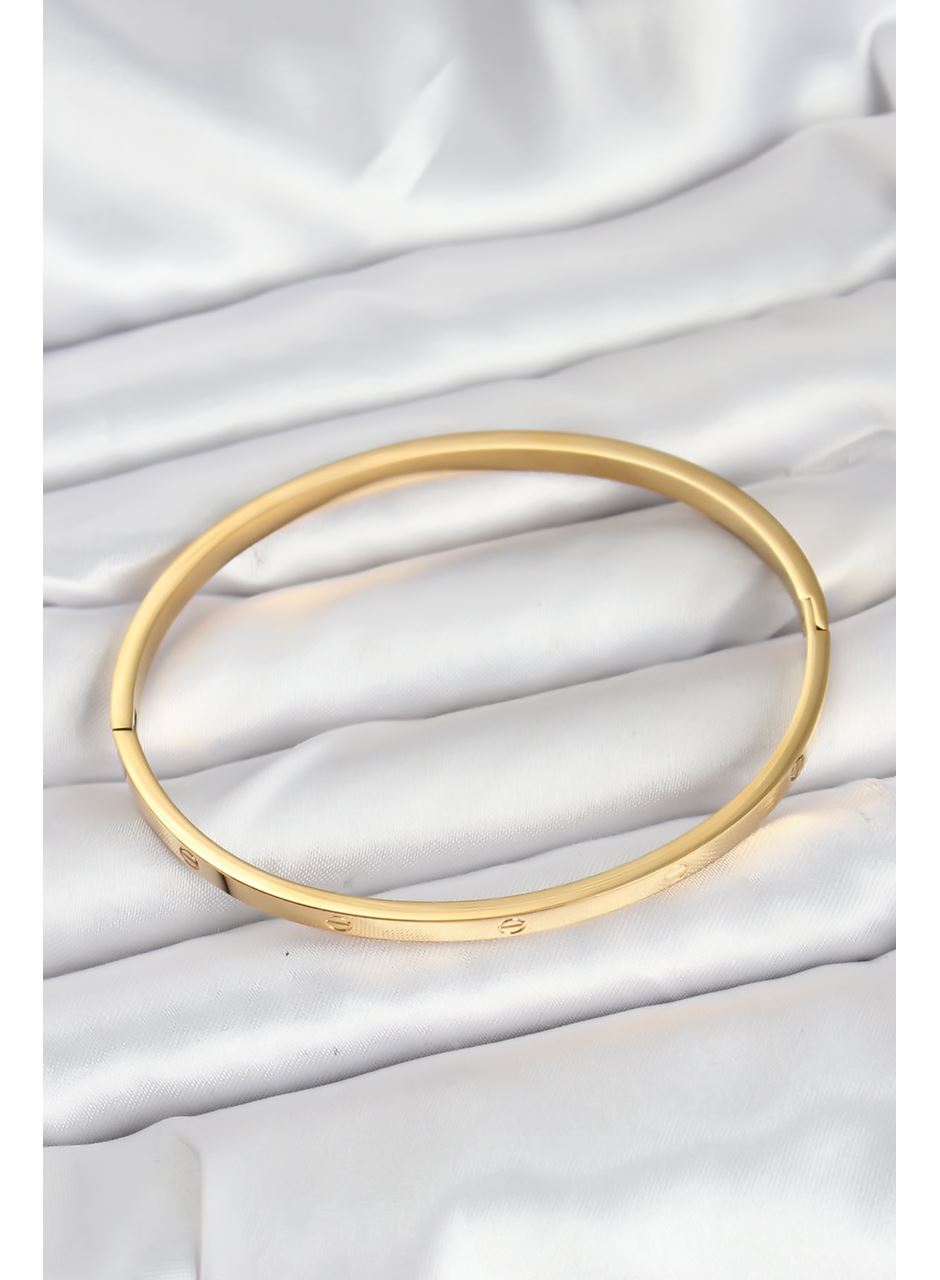 316L Çelik Gold Renk 65 mm İnce Kadın Kelepçe Bileklik