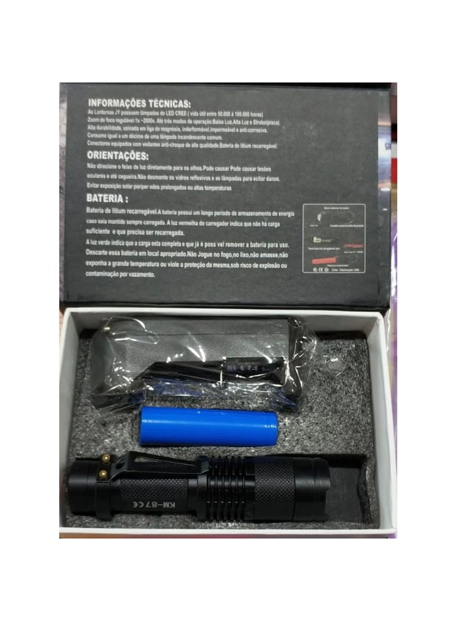 Km 87 Polis Tipi Zoomlu Şarjlı Metal Dağ Kamp Cep Feneri (