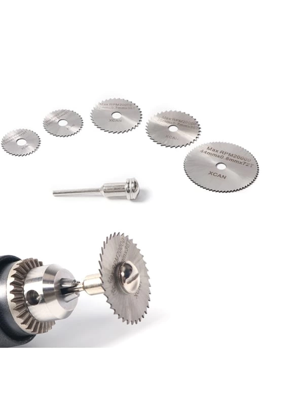 Metal 6 Parça Mini Matkap Ucu Ahşap Kesme Yuvarlak Çelik Bıçak Disk Testere Seti Kiti (