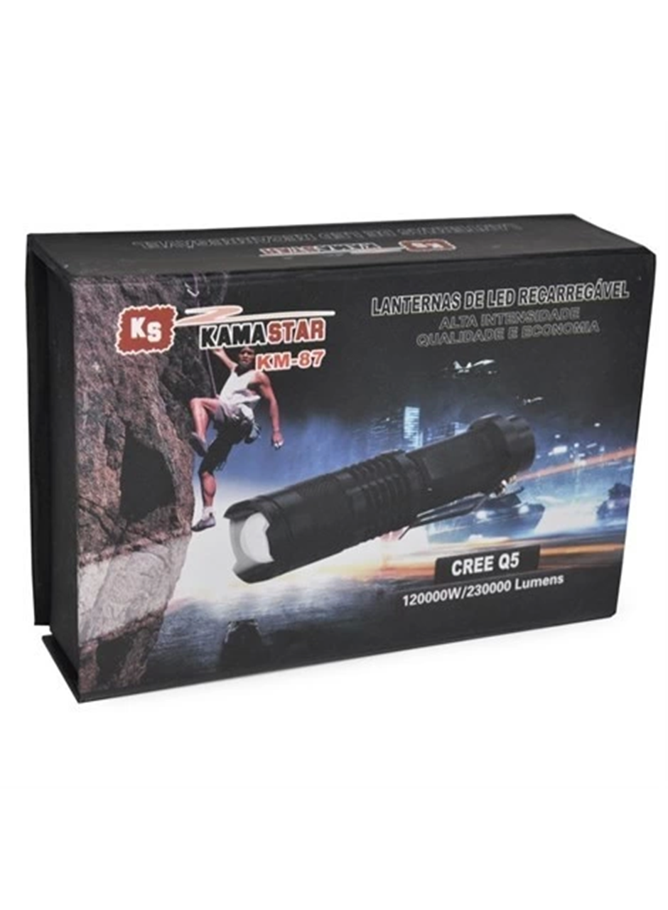 Km 87 Polis Tipi Zoomlu Şarjlı Metal Dağ Kamp Cep Feneri (