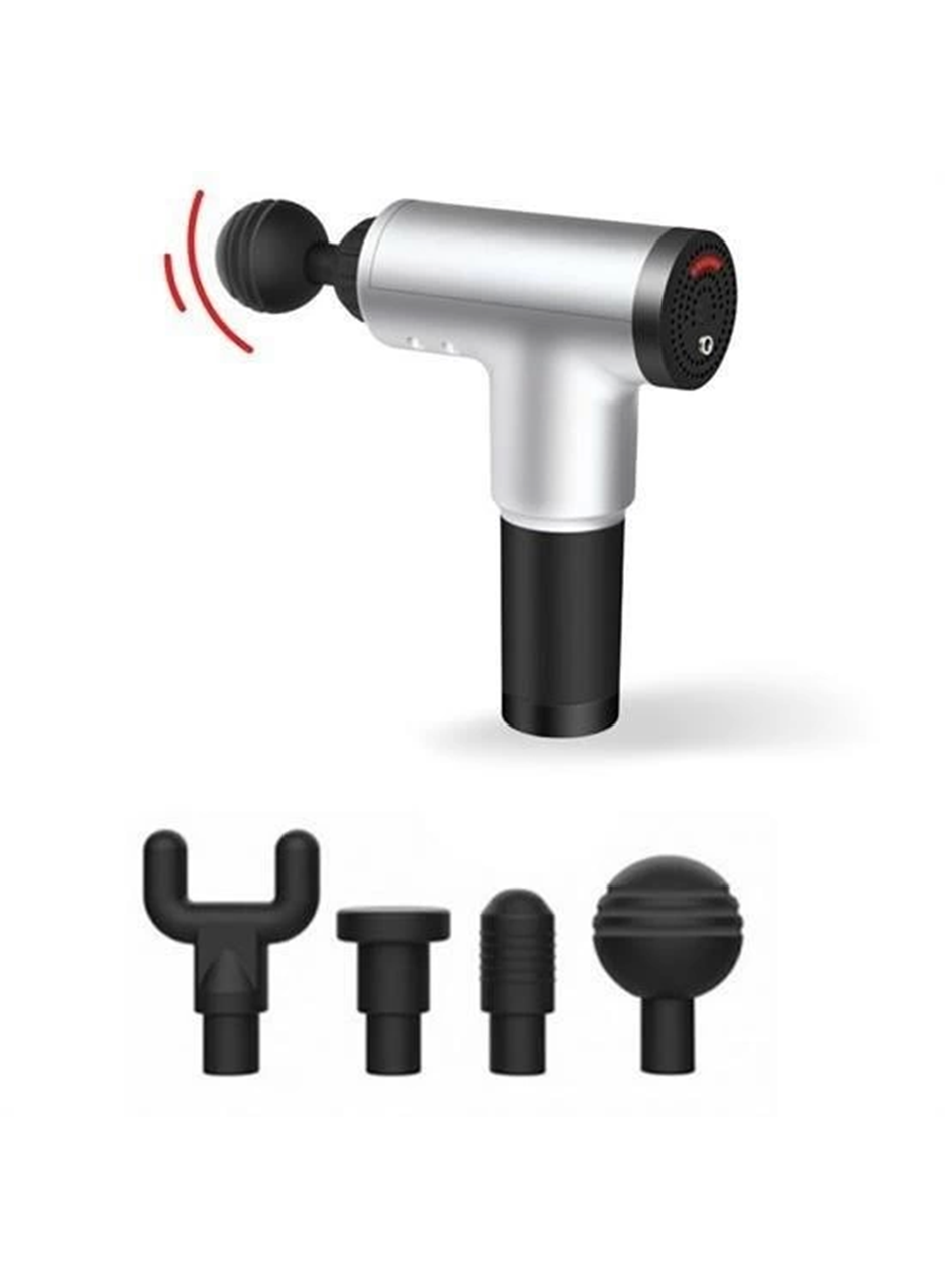 4 Başlıklı 6 Seviye Hız Ayarlı Vurmalı Kas Yoğurmalı Titreşimli Masaj Tabancası Aleti (