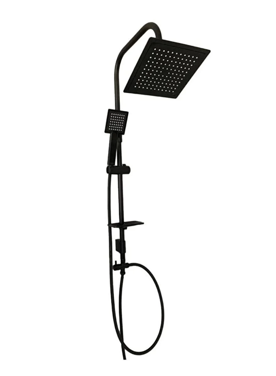 Siyah Kare Duş Seti, Tepe Yağmurlama Duş Başlığı, Ekstra Büyük Robot Duş Sistemi (