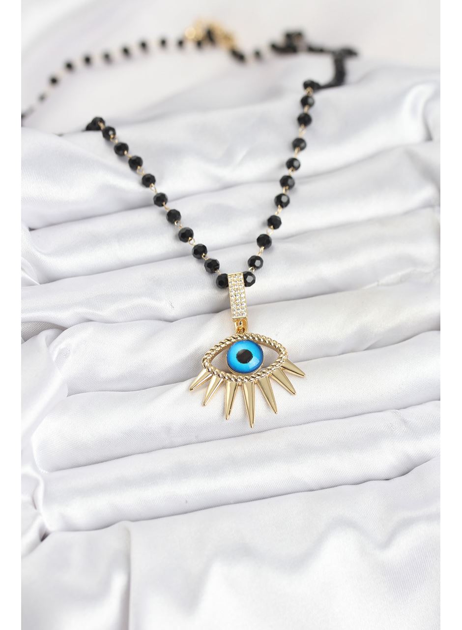 316L Çelik Zincir Kristal Boncuklu Göz Model Kadın Kolye