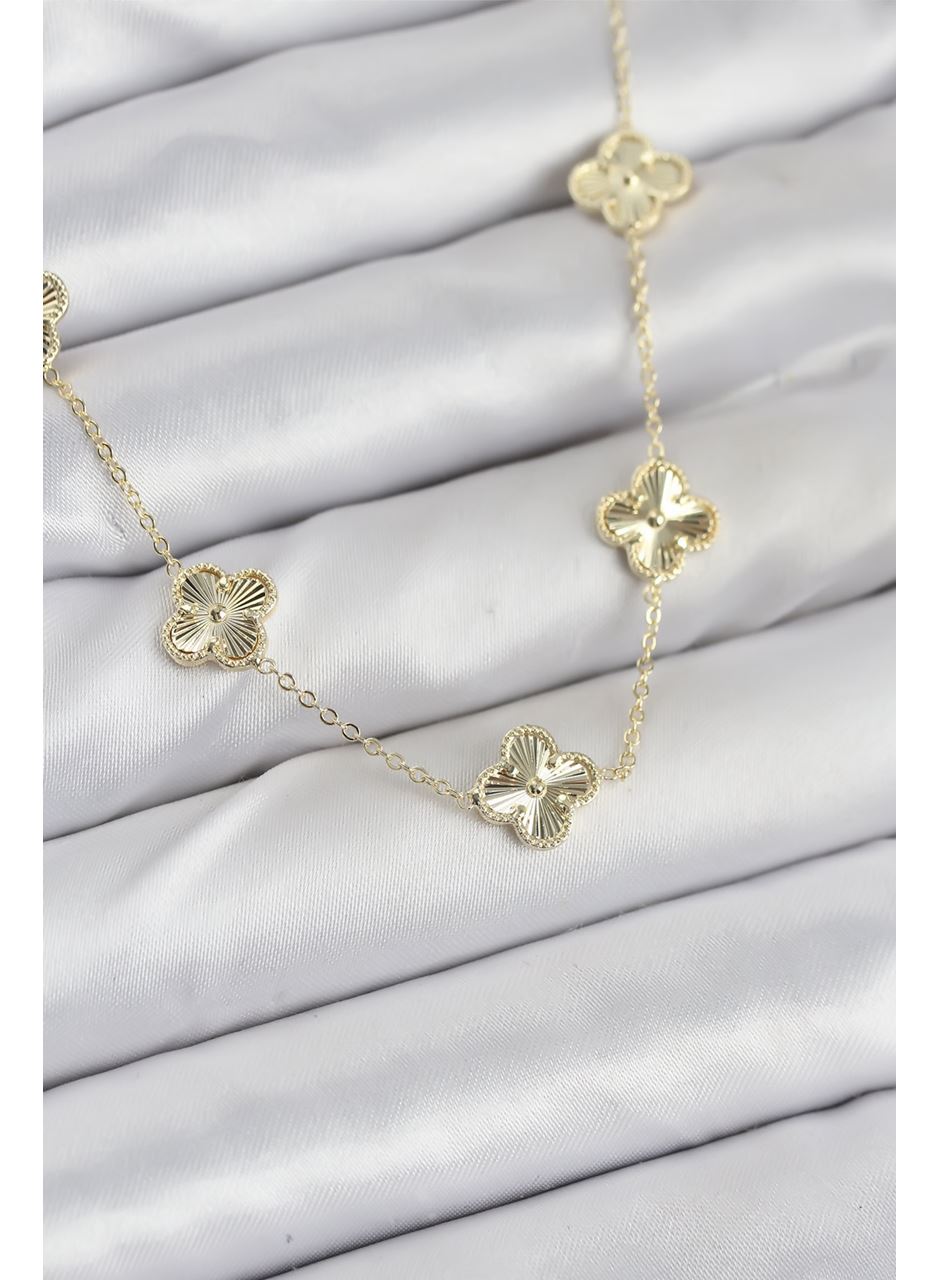 Pirinç Gold Renk Yonca Kadın Kolye