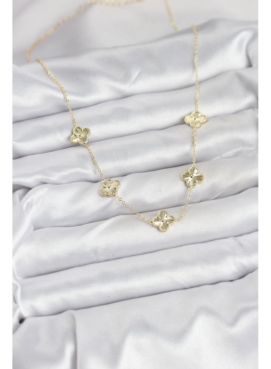 Pirinç Gold Renk Yonca Kadın Kolye