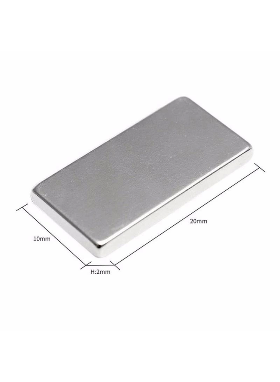 20×10×2 mm N35 Neodyum Mıknatıs – Köşeli, Nikel Kaplama (50’li Set) (