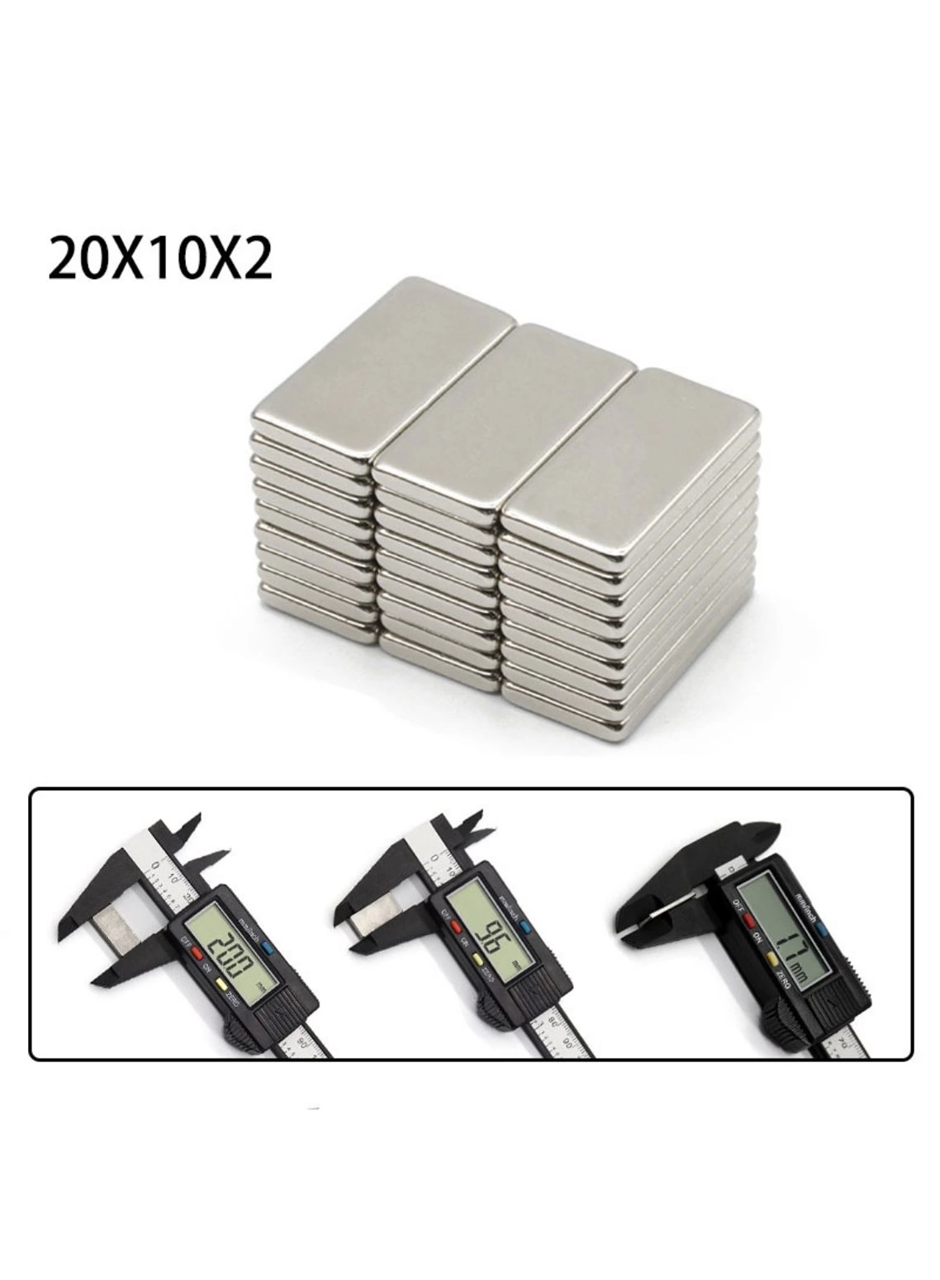 100 Adet 20x10x2 mm Neodyum Mıknatıs Köşeli Magnet N35 Nikel Kaplama Güçlü Kaliteli Dayanıklı (