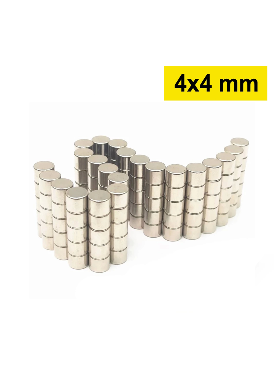 100 Adet 4x4 mm Yuvarlak Neodyum Mıknatıs N35 Güçlü Magnet Nikel Kaplama (