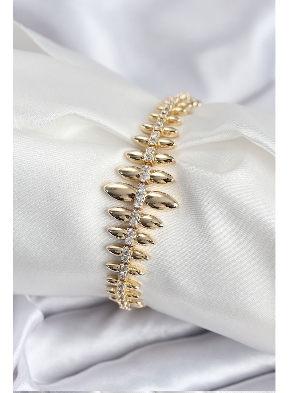 Pirinç VIP Seri Gold Renk Sıralı Damla Model Kadın Bileklik