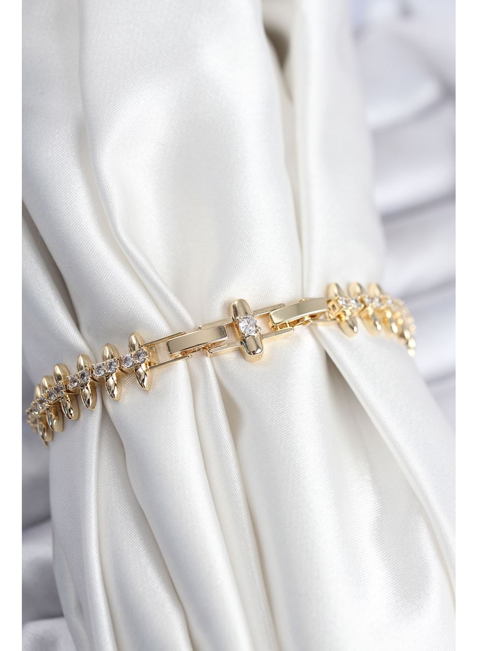 Pirinç VIP Seri Gold Renk Sıralı Damla Model Kadın Bileklik