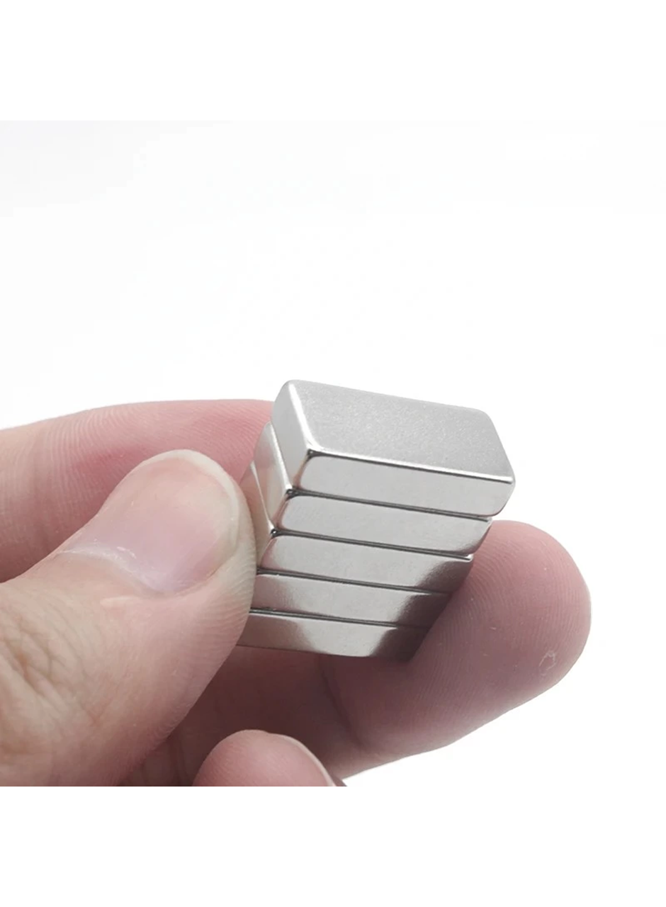10 Adet 20x10x5 mm Neodyum Magnet N35 Güçlü Mıknatıs Köşeli ve Dayanıklı Nikel Kaplama (