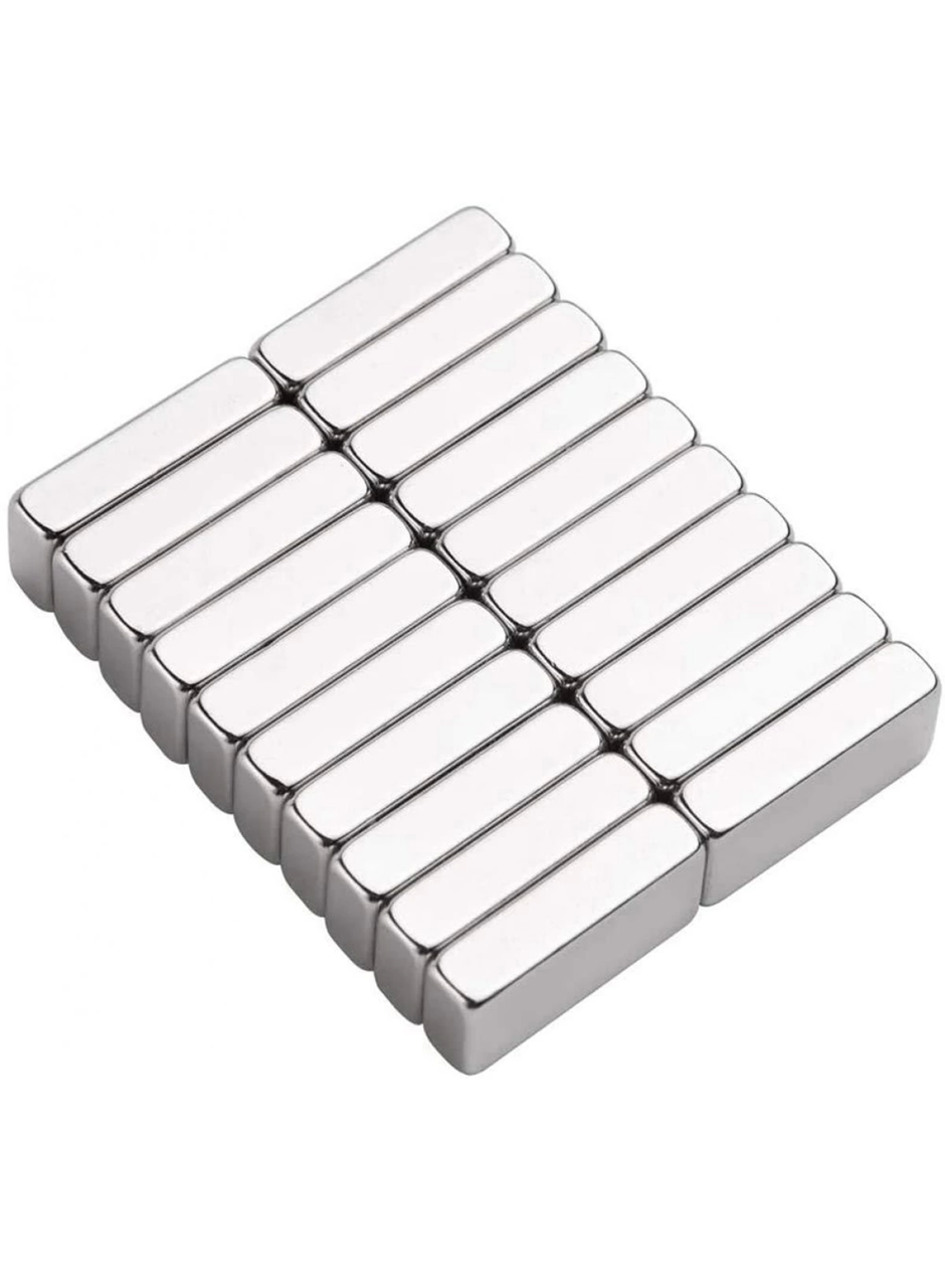 50 Adet 20x10x5 mm Neodyum Magnet N35 Güçlü Mıknatıs Köşeli ve Dayanıklı Nikel Kaplama (