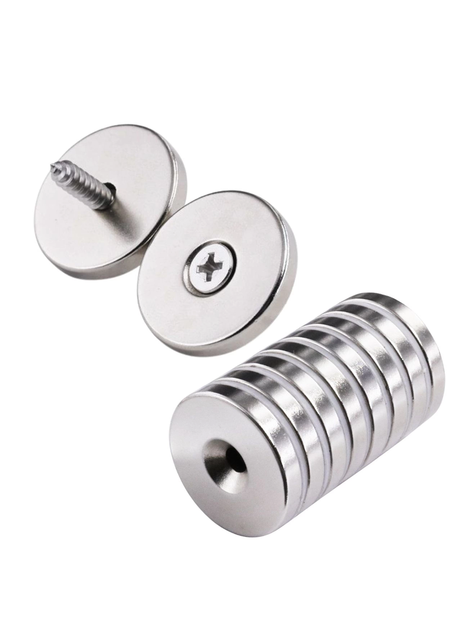 2 Adet 25x10/5x5,5 mm Neodyum Mıknatıs Havşa Delikli Magnet Vida Atılabilir N35 Nikel Paslanmaz (