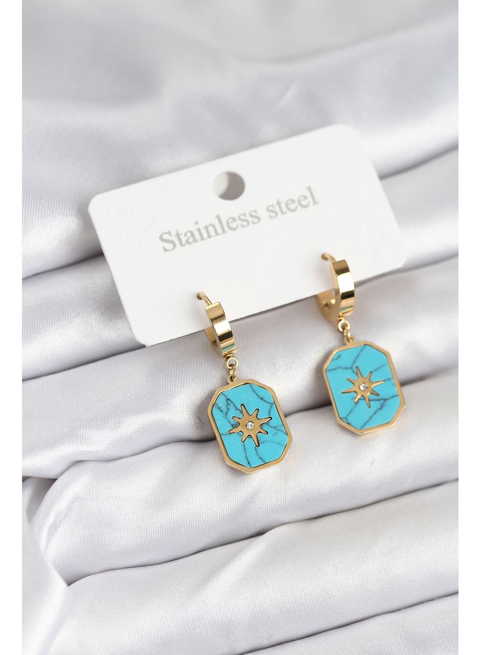 316L Çelik Gold Renk Kutup Yıldızı Model Kadın Küpe