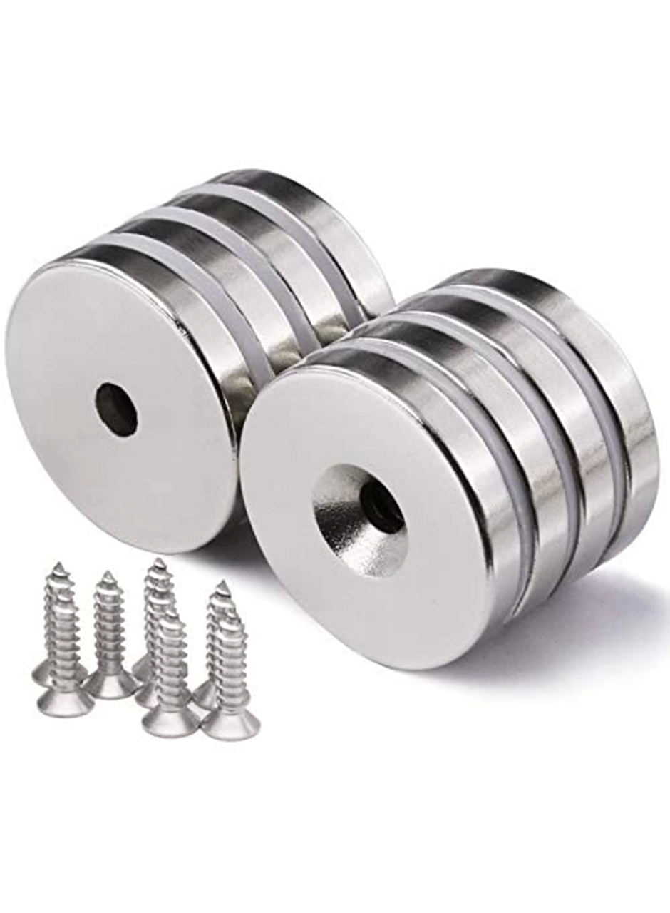 2 Adet 25x10/5x5,5 mm Neodyum Mıknatıs Havşa Delikli Magnet Vida Atılabilir N35 Nikel Paslanmaz (