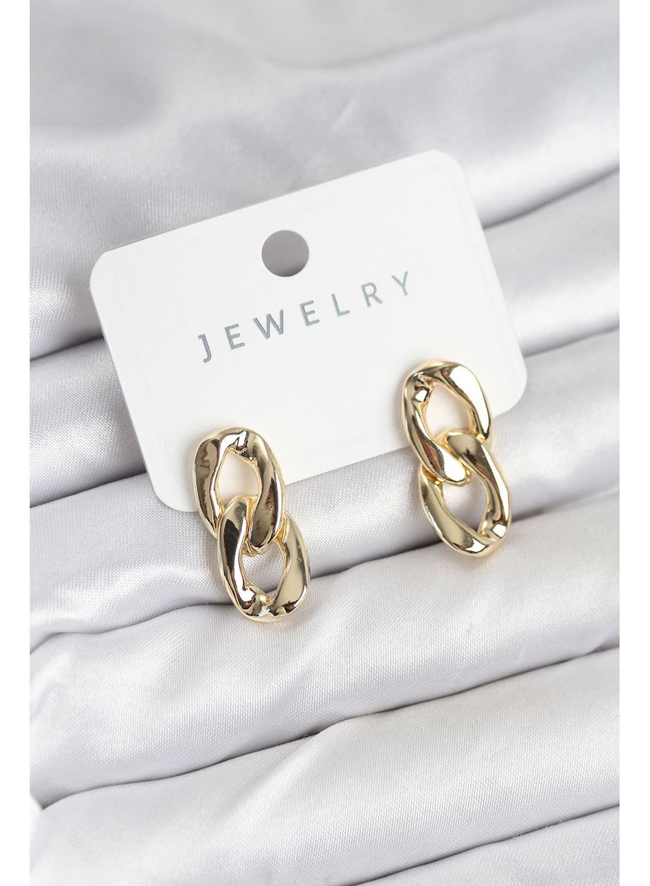 Pirinç Gold Renk Zincir Model Kadın Küpe