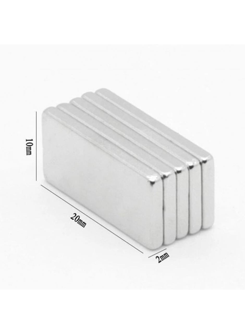20×10×2 mm N35 Neodyum Mıknatıs – Köşeli, Nikel Kaplama (50’li Set) (