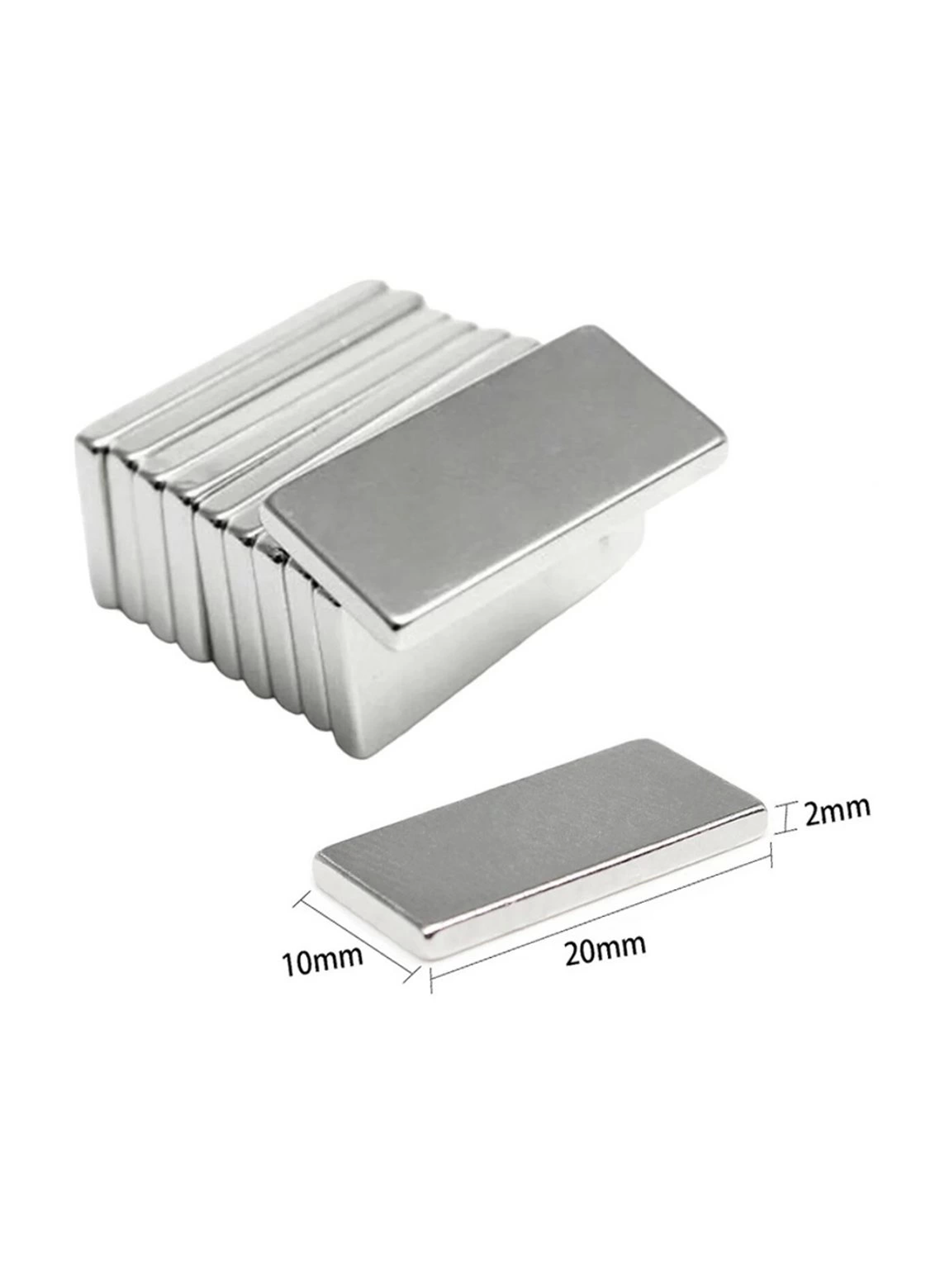 20×10×2 mm N35 Neodyum Mıknatıs – Köşeli, Nikel Kaplama (50’li Set) (
