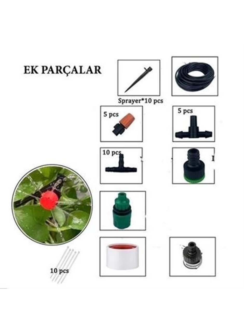 15 Metre Bahçe Damlama Sulama Sistemi Seti Hortum ve Ek Parçaları (