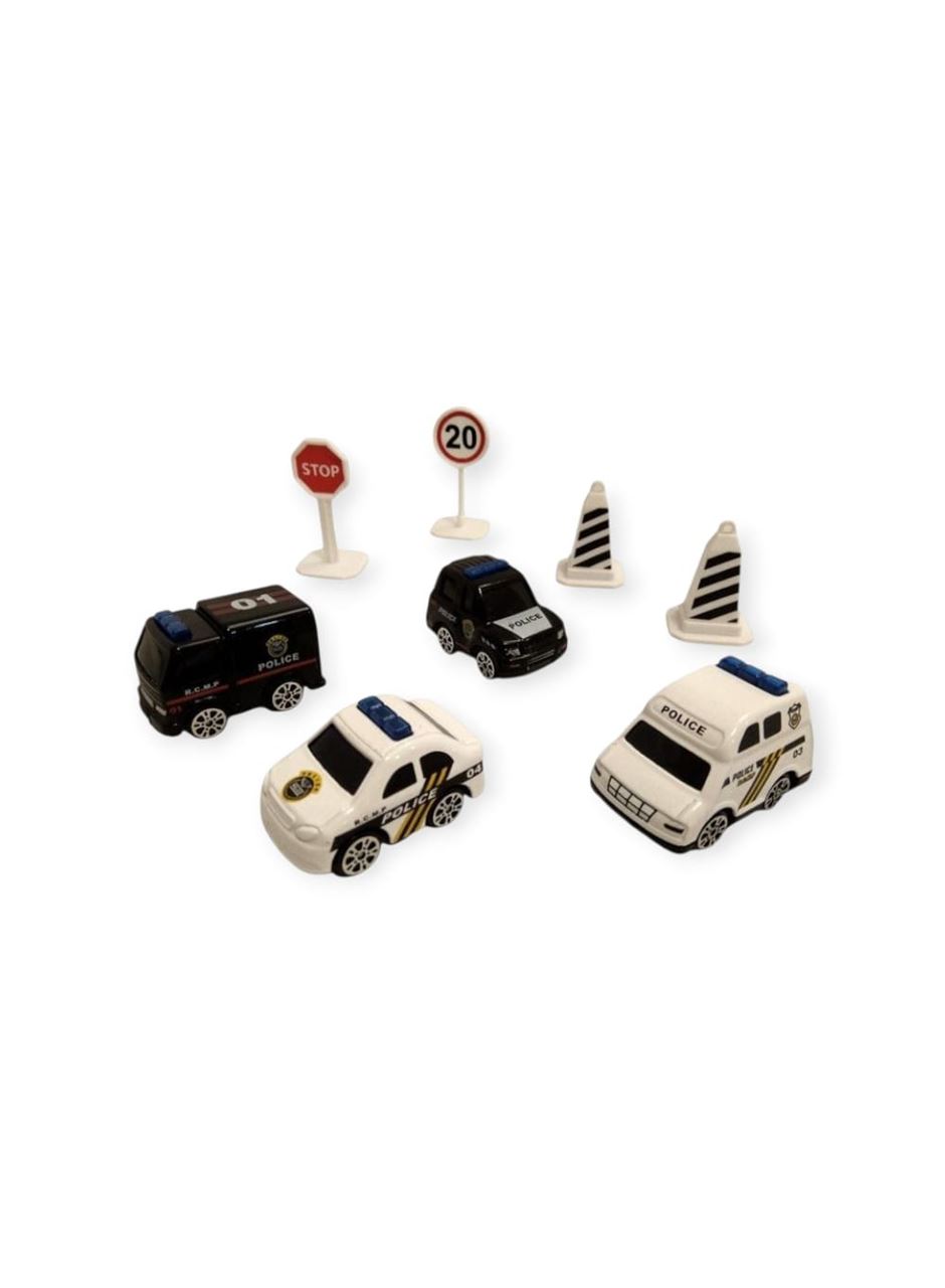 İş Makinaları 8 Parça Araç Seti - Polis Seti