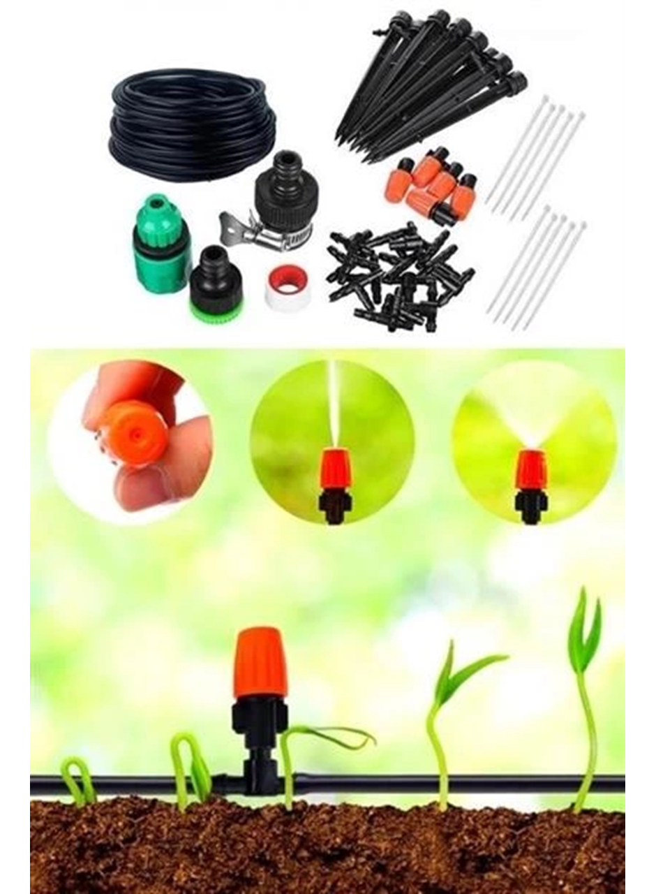 15 Metre Bahçe Damlama Sulama Sistemi Seti Hortum ve Ek Parçaları (