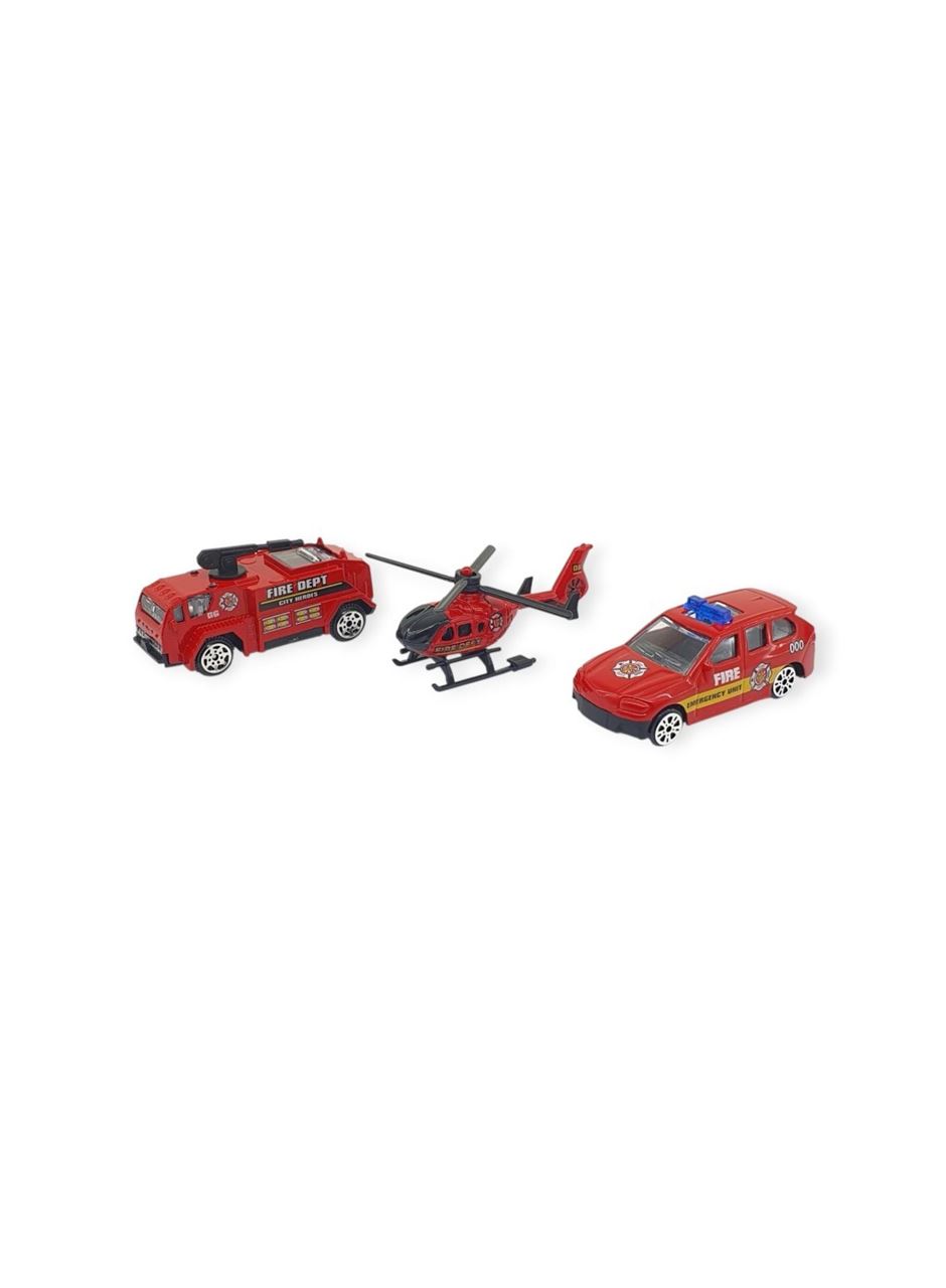 3'lü İş Makinaları Road Seti - Die Cast - DS044 - İtfaiye