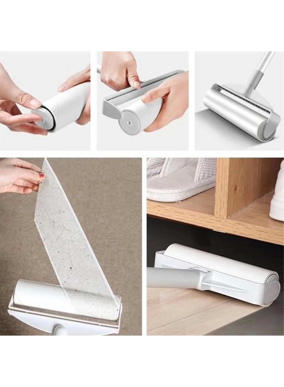 Pratik Temizlik İçin Yapışkanlı Tüy Rulosu 24 Cm Teleskopik Uzayabilen Saplı 2 Yedekli (