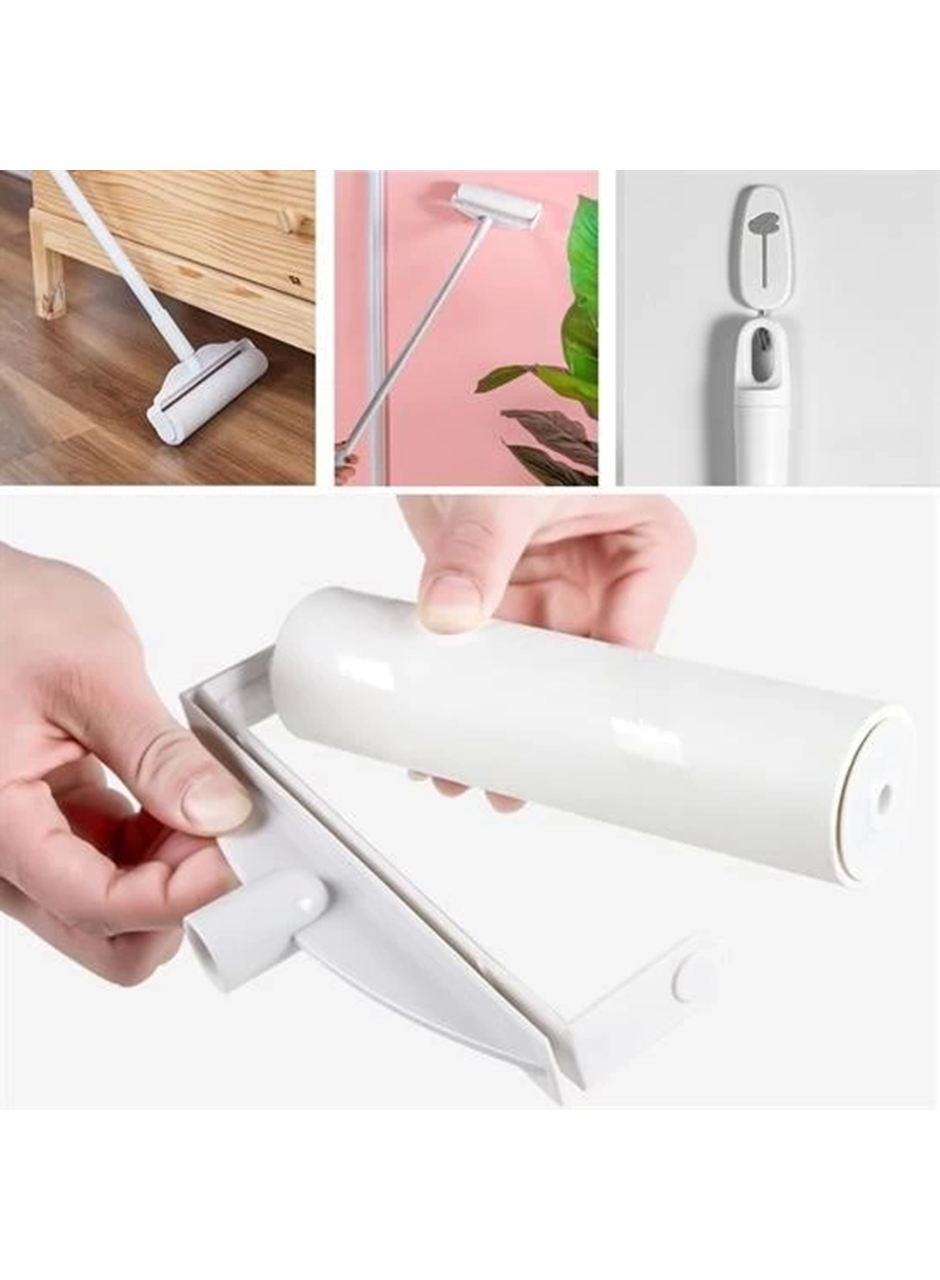 Pratik Temizlik İçin Yapışkanlı Tüy Rulosu 24 Cm Teleskopik Uzayabilen Saplı 2 Yedekli (