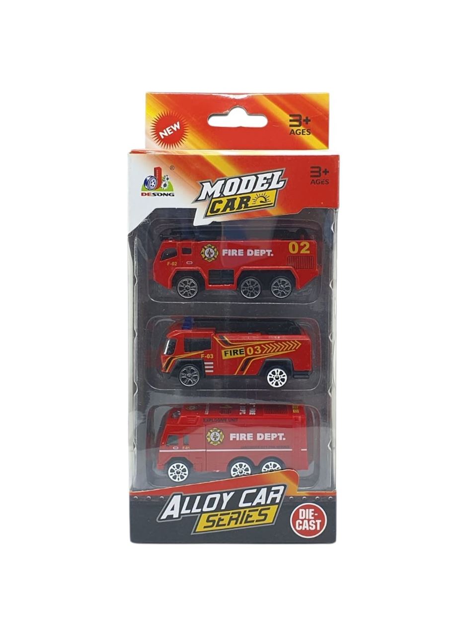 3'lü İş Makinaları Road Seti - Die Cast - DS044 - İtfaiye