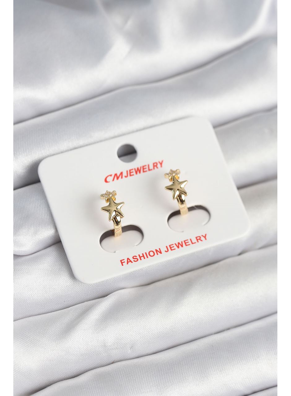 Pirinç Gold Renk Yıldız Kadın Küpe