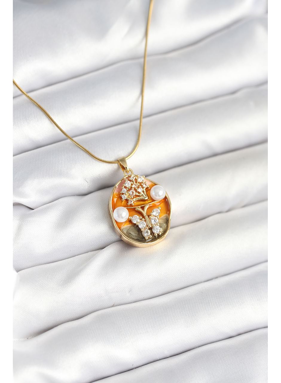 316L Çelik Zincir Kelebek Model Sanatsal Portre Kadın Kolye