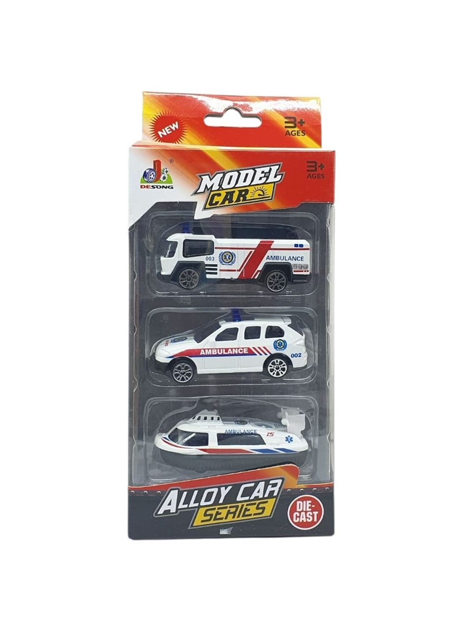 3'lü İş Makinaları Road Seti - Die Cast - DS044 - Ambulans