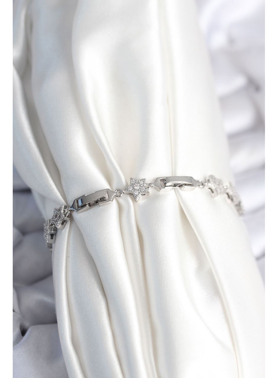 Pirinç Gümüş Renk Yıldız Model Kadın Bileklik