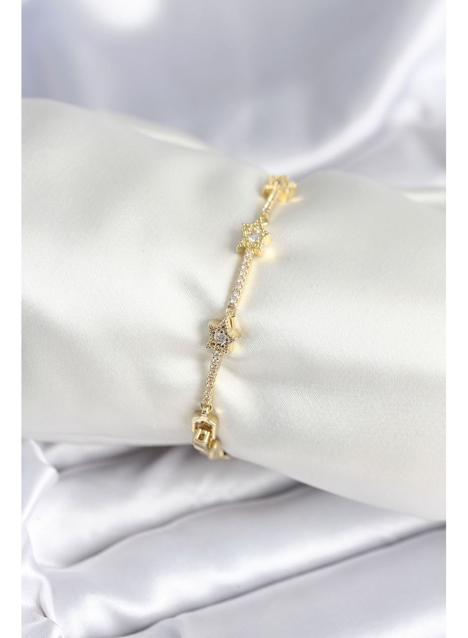 Pirinç Gold Renk Halley Yıldız Model Kadın Bileklik