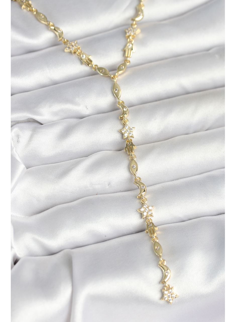 Pirinç Gold Renk Kadın Manifest Kolye