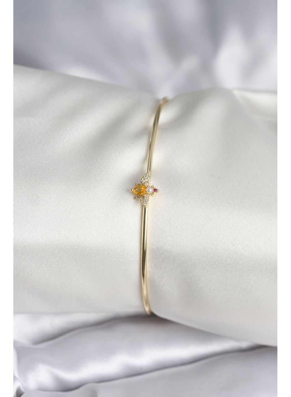 Sinek Figürlü Gold Renk Pirinç Kadın Bileklik