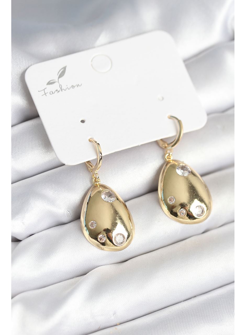 Gold Renk Pirinç Damla Model Kadın Küpe