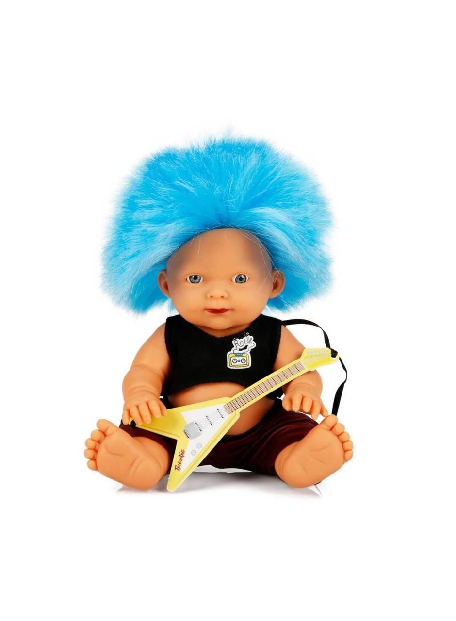 Punkçı Bebek Figürü 25 cm - Mavi Saçlı